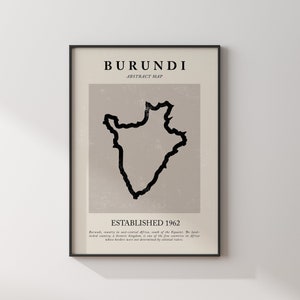 Burundi Karte Vintage Abstraktes Wand-Kunstdruck Picasso + Matisse inspiriertes Reise-Plakat