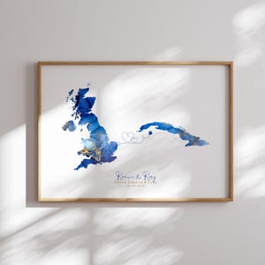 Großbritannien und Kuba Map Blue & Gold Travel Wall Art Print | Vereinigtes Königreich | Reisen Umzug Geschenk