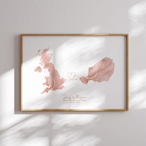 Großbritannien und Niger Karte Pink & Gold Reise Wand Kunst Druck | Vereinigtes Königreich | Reisen Umzug Geschenk