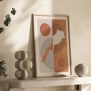 Impression d'art mural carte du Maroc | Bohème milieu du siècle