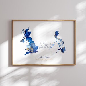 Großbritannien und die Philippinen Map Blue & Gold Travel Wall Art Print | Vereinigtes Königreich | Reisen Umzug Geschenk