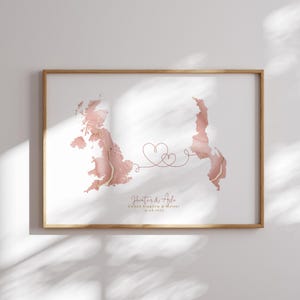 Großbritannien und Malawi Map Pink & Gold Travel Wall Art Print | Vereinigtes Königreich | Reisen Umzug Geschenk