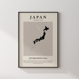 Japan Karte Vintage Abstrakt Wand Kunst Druck Picasso + Matisse Inspiriert Reise Poster