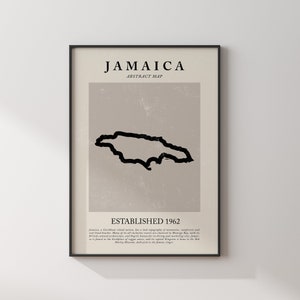 Jamaika Karte Vintage Abstrakte Wand Kunst Druck Picasso + Matisse Inspiriert Reise Poster