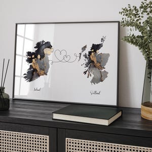 Irland und Schottland Karte Black & Gold Travel Wall Art Print | Irland | Reisen Umzug Geschenk