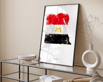 Egypt Watercolour Flag Map Wall Art Print | Egypt Travel Poster