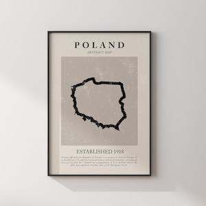 Polônia Mapa Vintage Abstrato Arte de Parede Impressão Picasso + Matisse Inspirado em Pôster de Viagem