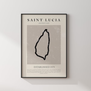 Mapa de Santa Lúcia, arte de parede abstrata vintage, pôster de viagem inspirado em Picasso e Matisse