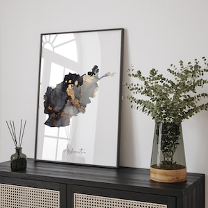 Afghanistan Map schwarz & gold - Wandkunst [EV]