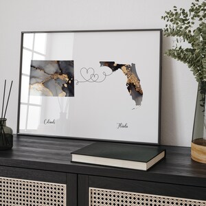 Kaart van Colorado en Florida zwart-gouden reiskunst aan de muur | Colorado | Cadeau voor op reis verhuizen