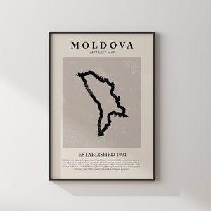 Moldova Map Vintage Abstract Wall Art Print Picasso + Matisse Inspired Travel Poster