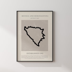 Bosnien und Herzegowina Karte Vintage abstraktes Wand-Kunstdruck Picasso + Matisse inspiriertes Reise-Plakat