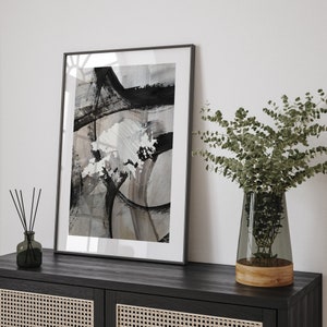 Hong Kong Karte | Schwarz Graue Abstrakte Malerei Karte von Hong Kong Wand Kunst Druck | Hong Kong Traval Poster