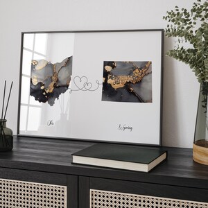 Carte de l'Ohio et du Wyoming, impression d'art mural de voyage noir et or | Ohio| Cadeau déménagement