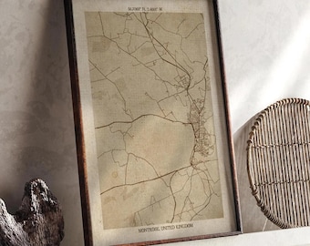 Kaart van Montrose, Schotland | Vintage beige gedetailleerde kaartafdruk | Muurkunst Verenigd Koninkrijk | Reiscadeau
