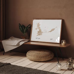 Großbritannien und Anguilla Map Beige & Gold Reise-Wand-Kunstdruck | Vereinigtes Königreich | Reisen Umzug Geschenk