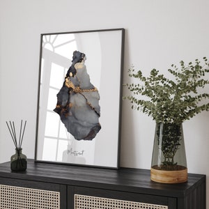 Montserrat Map Black & Gold Wall Art Print [EV]