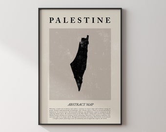 Palestine Map Vintage Abstract Wall Art Print Travel Poster