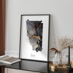 Black & Gold Wall Art Print Buffalo-kaart | New York | VS | Verenigde Staten van Amerika [EV]