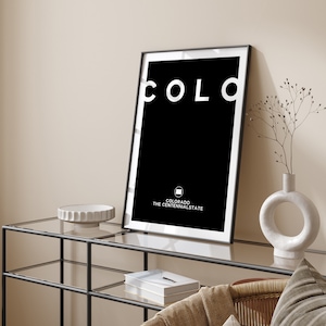 Colorado Black and White Typography Wall Art Print | Custom Any Colour | US State | United States of America | USA