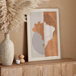 Brazil Map Wall Art Print | Boho Mid Century