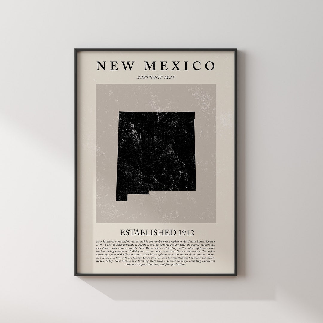 Abstract New Mexico Map Vintage Wall Art Print US State | United States ...