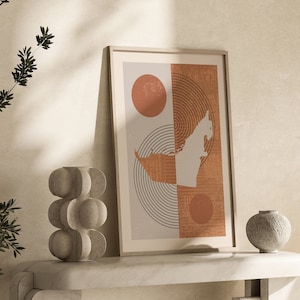 VEREINIGTE ARABISCHE WEIßE Karten-Wand-Kunstdruck | Mid Century | VAE