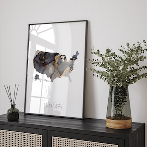 USA Map Black & Gold Wall Art Print [EV] USA | Vereinigte Staaten von Amerika