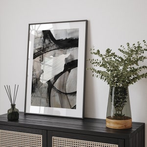 Kaart van Syrië | Zwart-grijs abstract schilderij kaart van Syrië kunst aan de muur | Reisposter Syrië