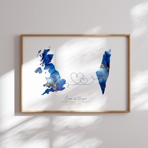 Großbritanien und Palästina Karte Blau & Gold Reise Wand Kunst | Vereinigtes Königreich | Reisen Umzug Geschenk