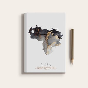 Carnet de notes de voyage au Venezuela, carnet de voyage personnalisé, carte du pays, Venezuela, planificateur de carte