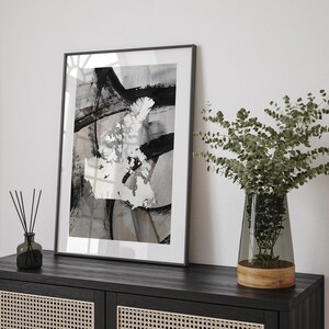 Canada Map | Black & Grey Abstract Painting Map of Canada Wall Art Print | Canada Traval Poster