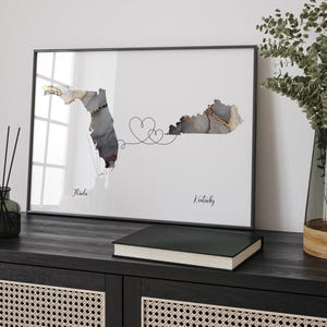 Kaart Florida en Kentucky zwart-gouden reiskunst aan de muur | Florida| Cadeau voor op reis verhuizen