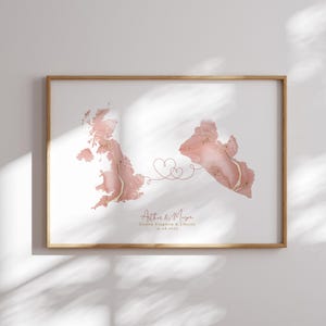 Großbritannien und Liberia Map Pink & Gold Reise-Wand-Kunst-Druck | Vereinigtes Königreich | Reisen Umzug Geschenk
