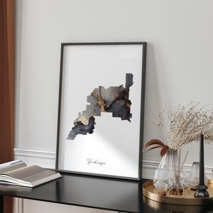 Henderson Map Schwarz & Gold Wand Kunst | Nevada | USA | Vereinigte Staaten von Amerika [EV]