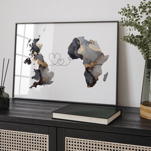 Großbritannien und Afrika Karte Schwarz & Gold Reise Wand Kunst Druck | Vereinigtes Königreich | Großbritanien