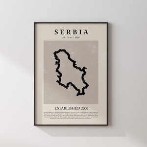 Abstrakte Serbien Karte Vintage Wand Kunst Druck Picasso + Matisse Inspiriert Reise Poster OE