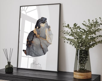 Mauritius Map Black & Gold Wall Art Print [EV]