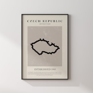 Kaart van de Tsjechische Republiek Vintage abstracte kunst aan de muur print Picasso + Matisse geïnspireerde reisposter