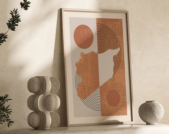 Syria Map Wall Art Print | Boho Mid Century |