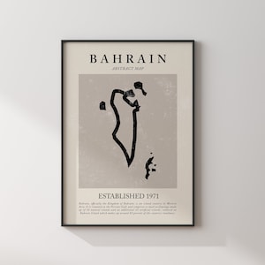 Bahrain Karte Vintage Abstrakte Wand Kunst Druck Picasso + Matisse Inspiriert Reise Poster