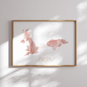 Großbritanien und Honduras Map Pink & Gold Reise-Wand-Kunst-Druck | Vereinigtes Königreich | Reisen Umzug Geschenk