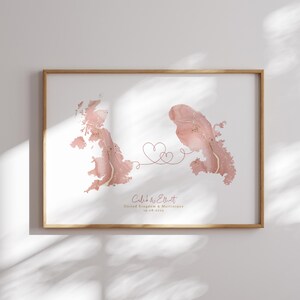 Großbritanien und Martinique Map Pink & Gold Travel Wall Art Print | Vereinigtes Königreich | Reisen Umzug Geschenk