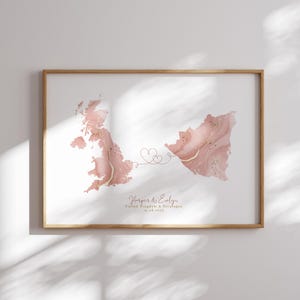 Großbritannien und Nicaragua Karte Pink & Gold Reise Wand Kunst Druck | Vereinigtes Königreich | Reisen Umzug Geschenk