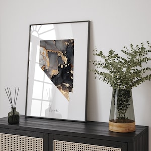 Nevada kaart zwart-gouden muurkunst print Amerikaanse staat | VS | Verenigde Staten van Amerika