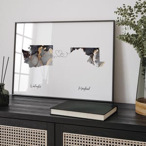 Kaart van Washington en Maryland zwart en goud reizen muurkunst print | Washington | Cadeau voor op reis verhuizen