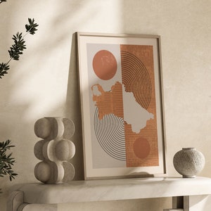 Turkmenistan Map Wall Art Print | Boho Mid Century