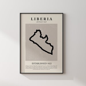 Liberia Karte Vintage Abstraktes Wand Kunst Druck Picasso + Matisse Inspiriertes Reise Poster