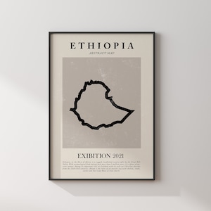 Äthiopien Karte Vintage Abstrakte Wand Kunst Druck Picasso + Matisse Inspiriert Reise Poster