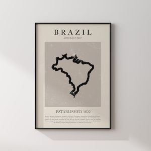 Brasilien Karte Vintage Abstrakte Wand Kunst Druck Picasso + Matisse Inspiriert Reise Poster